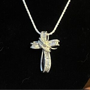 Silver Cross Necklace with Intricate Detailing